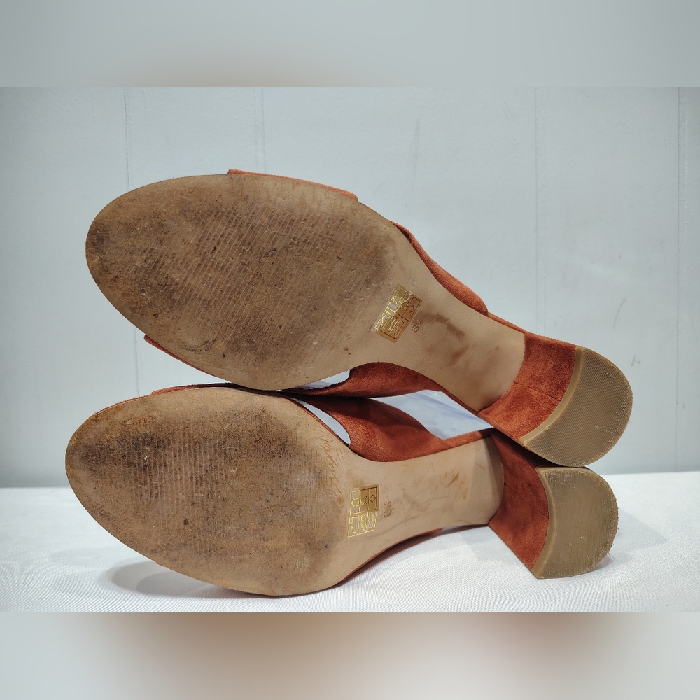 Madewell Greer Mule Sandals 8.5 Nutmeg Brown Suede Block Heel Slip On‎ G1982 - Picture 6 of 9